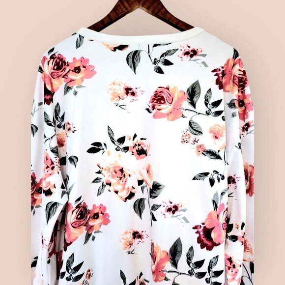 Womens 3XL Style Shein Lune Drop Shoulder Stunning Floral Print Crewneck Sweater - Picture 4 of 8